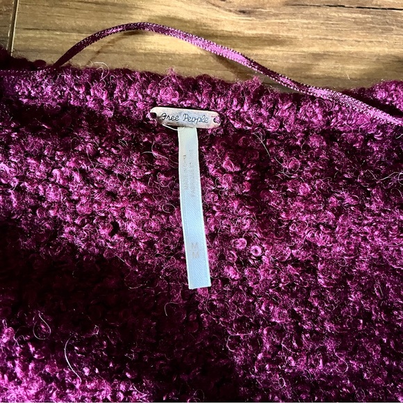 Free People Loft V Neck Maroon Alpaca Knit Sweater Medium - Picture 5 of 13